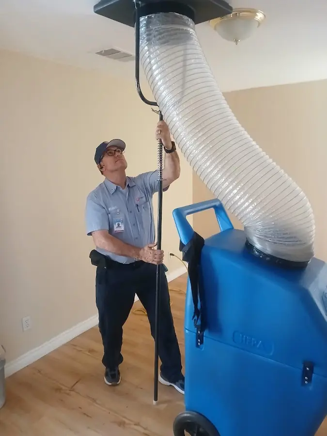 Mini Split Installation technician using HEPA equipment in Sioux City